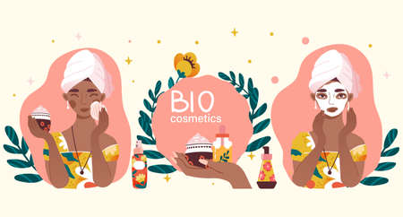 Skin Care Routine conceptのイラスト素材