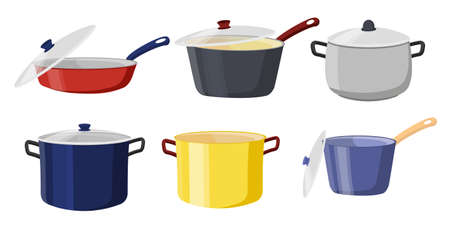 Pots and pans with lidsのイラスト素材
