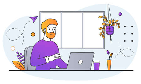 Freelancer works at home conceptのイラスト素材