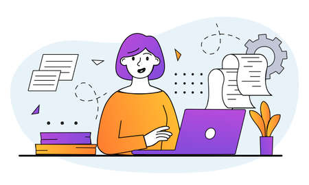 Working at home conceptのイラスト素材