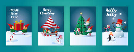 Bold Merry Christmas greeting cardsのイラスト素材