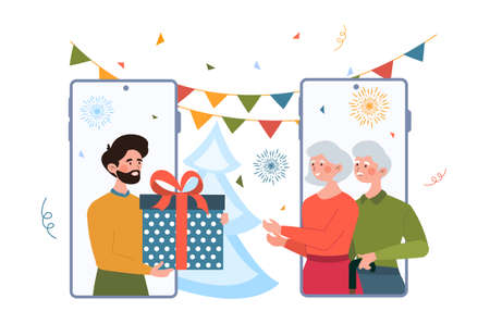 Give gifts online conceptのイラスト素材