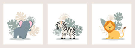 Cute posters with animalsのイラスト素材