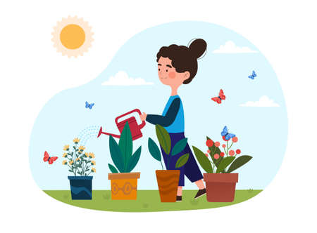 Kid doing houseworkのイラスト素材
