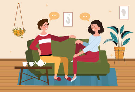Family relax at home conceptのイラスト素材