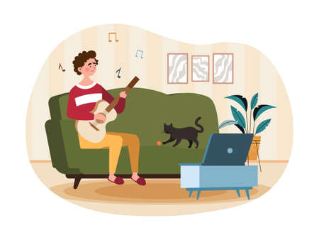 Training play guitar conceptのイラスト素材