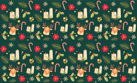 Christmas and Happy New Year seamless pattern