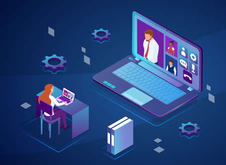 3D online meetingのイラスト素材