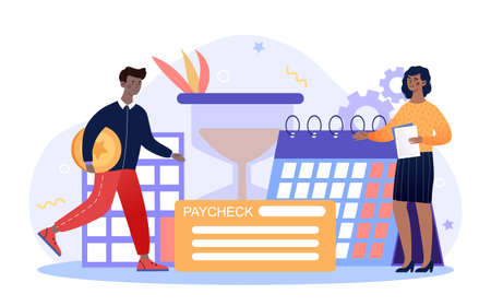 Woman checking paymentsのイラスト素材