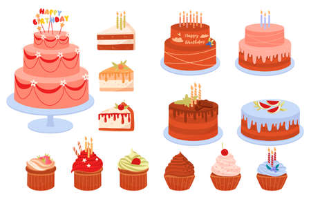 Set of birthday cakesのイラスト素材
