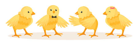 Cute cartoon chicken setのイラスト素材