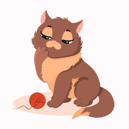 Kitten playing with ballのイラスト素材