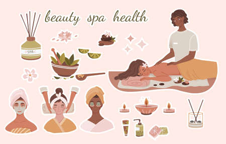 Spa center service setのイラスト素材