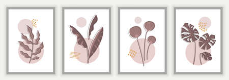 Botanical wall art setのイラスト素材