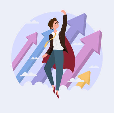 Businessman achieves goals conceptのイラスト素材