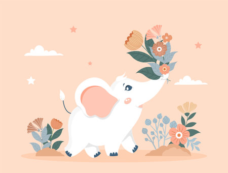 Cute baby elephantのイラスト素材
