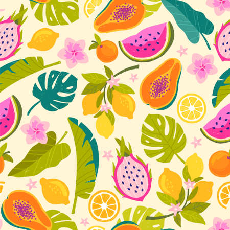 Tropical Fruit Patternのイラスト素材