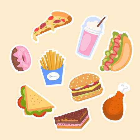 Set of unhealthy junk foodのイラスト素材