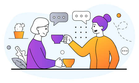Friends drinking tea conceptのイラスト素材