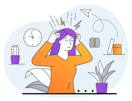 Stress and headache conceptのイラスト素材