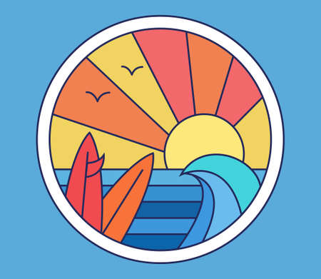 Sea and Surfing iconのイラスト素材
