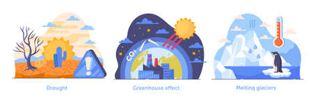 Global climate problems concept setのイラスト素材