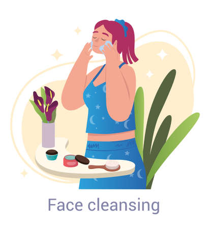 Facial cleansing conceptのイラスト素材
