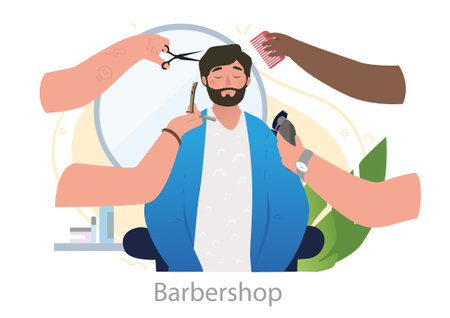 Hair and beard care conceptのイラスト素材