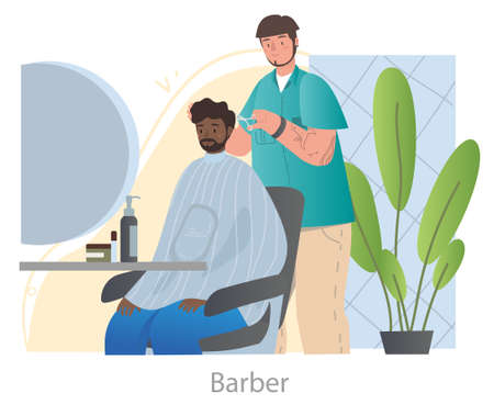Barbershop for men conceptのイラスト素材