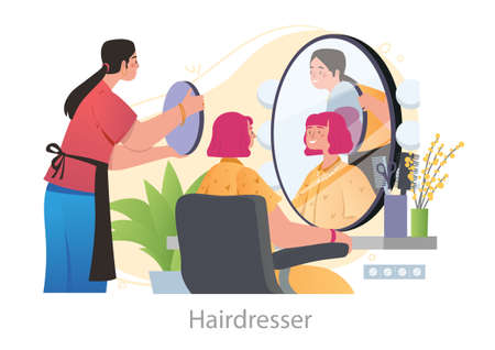 Hairdresser serves client conceptのイラスト素材