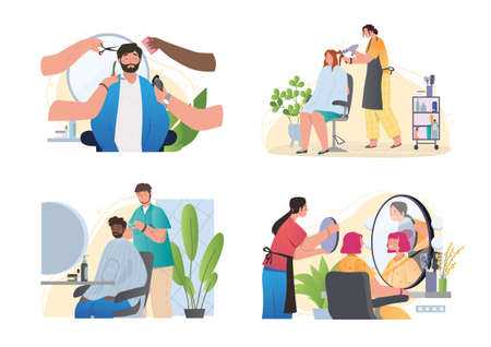 Collection of employees of beauty salon and barbershopのイラスト素材