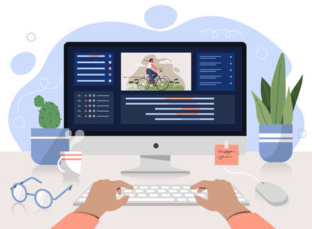 Profession of graphic animator or editorのイラスト素材