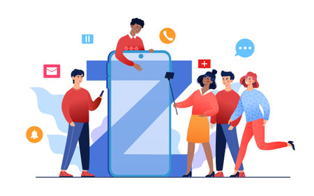 Gen z use digital technology in communication.のイラスト素材