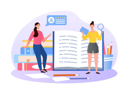 Customers read review before visit location.のイラスト素材