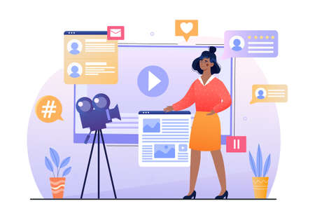 Young female blogger create internet contentのイラスト素材