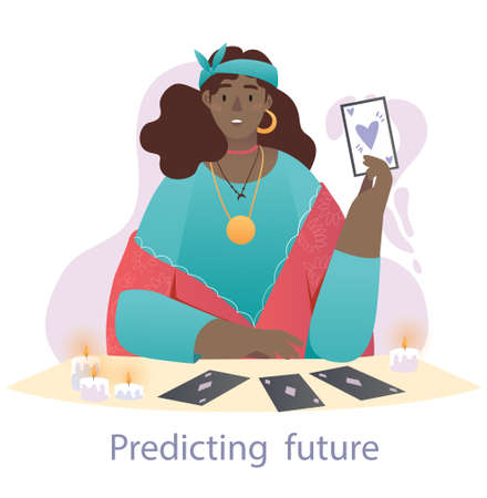 Fortune teller at work conceptのイラスト素材