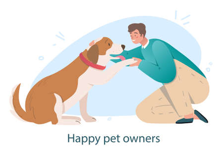 Dog friends with owner conceptのイラスト素材