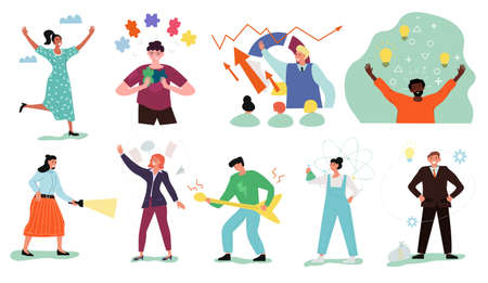 Collection of people in various states and professionsのイラスト素材