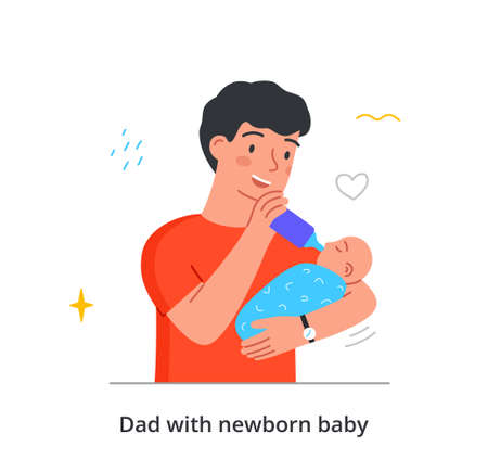 Dad feeds baby conceptのイラスト素材