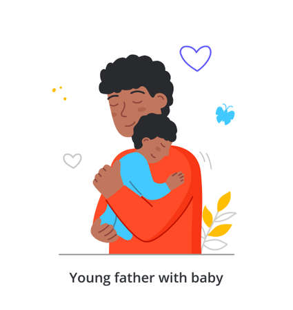Young father cradles his son conceptのイラスト素材