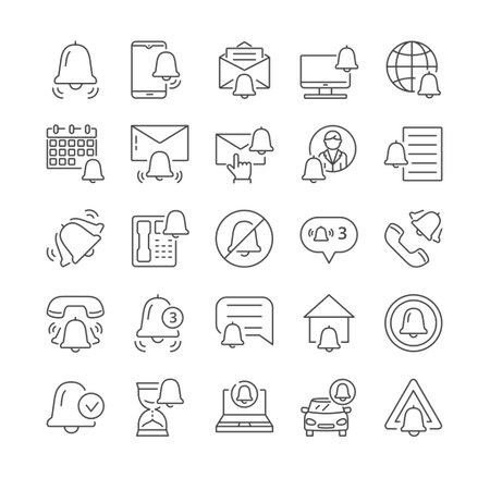 Simple Set of Notifications Vector Line Iconsのイラスト素材
