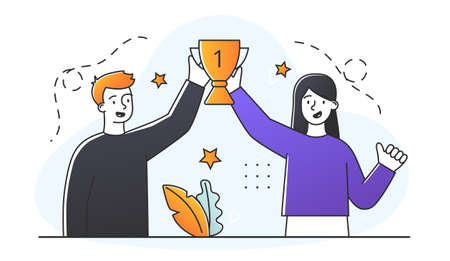 Winners holding golden gobletのイラスト素材