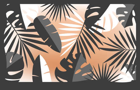Pattern with palm leavesの写真素材