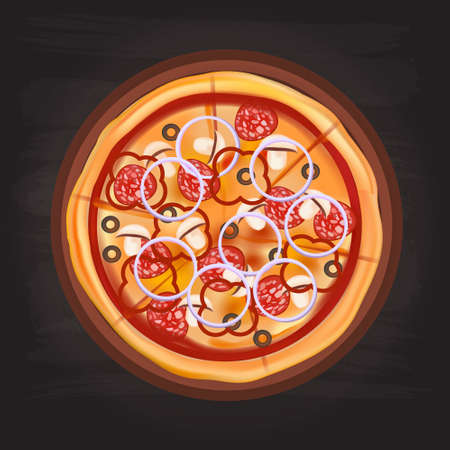 Realistic pizza stickerの写真素材
