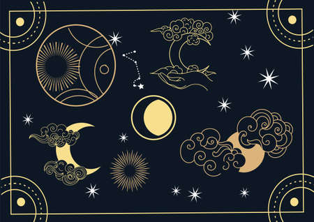 Poster with magic objectsのイラスト素材