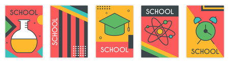 Wallpaper collection with school itemsのイラスト素材