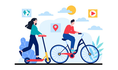 Woman riding bicycleのイラスト素材