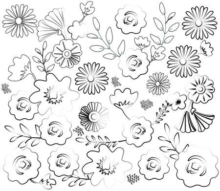 Leaf and flower patternのイラスト素材