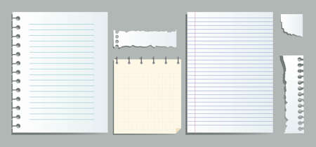 Realistic lined notepapersのイラスト素材