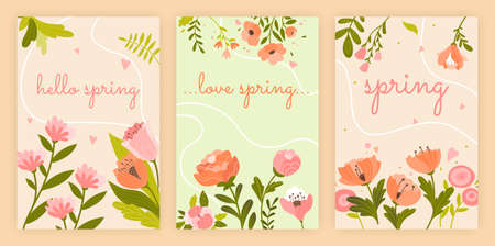 Set of spring cardsのイラスト素材
